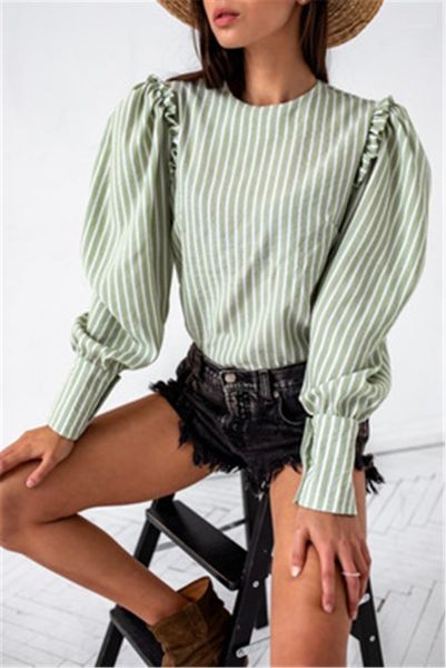 

loose t-shirts clothing women striped tshirts fashion crew neck long sleeve ladies tees designer female spring casual, White