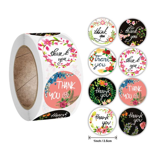 

500pcs 2.5cm handmade flower thank you stickers wedding party supplies cards box package label bags decor
