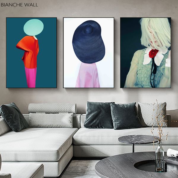 

back view of fashion woman canvas poster abstract wall art painting print minimalist nordic decoration picture home decor