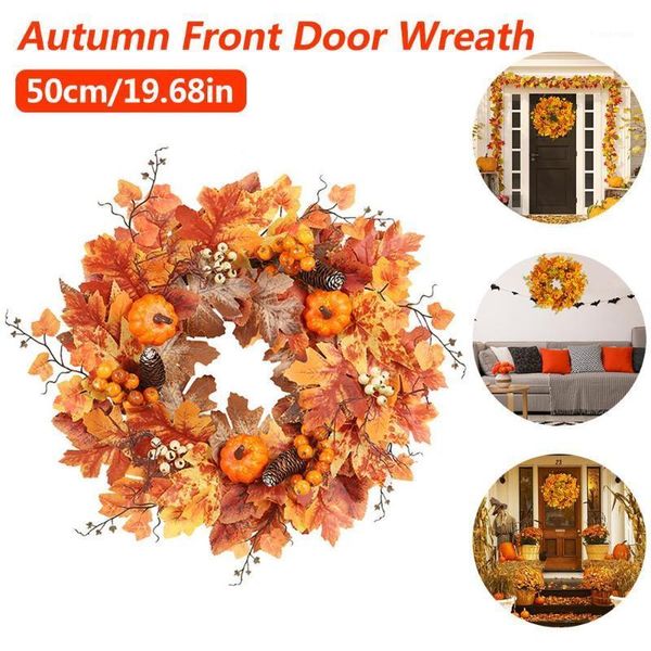 

halloween wreath 50cm autumn pumpkin berry wreath halloween window holiday wedding party christmas decoration1