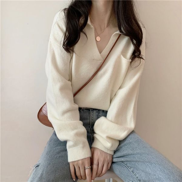 

autumn and winter new style bottom long sleeve knitted upper garment female student design sense minority t-shirt