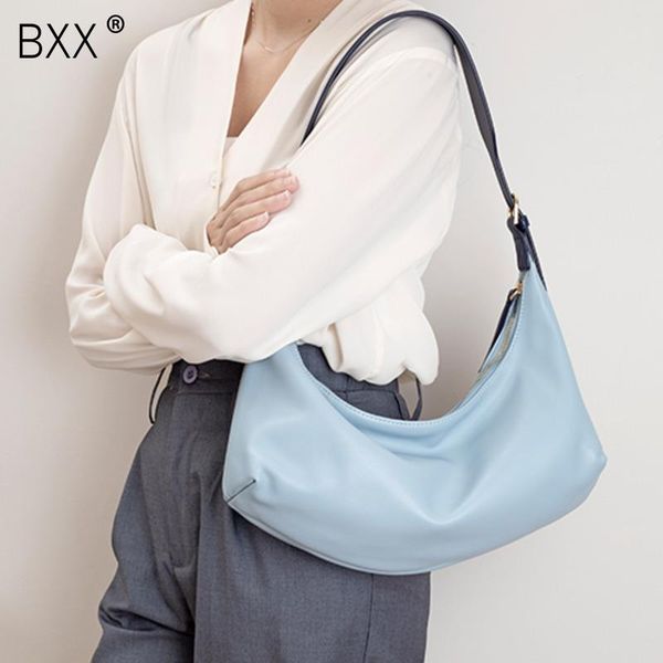 

bxx] soft pu leather shoulder bags for women 2020 simple handbags winter women's trend solid color travel bag ho694