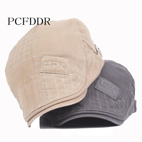 

pcfddr men's spring and autumn sticker embroidered cotton berets, Blue;gray
