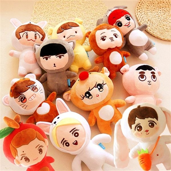 

23cm kpop exo plush doll kawaii korea fashion superstar kyungsoo d.o baek hyun chan yeol kai figure plush toys girls fans gift y200703