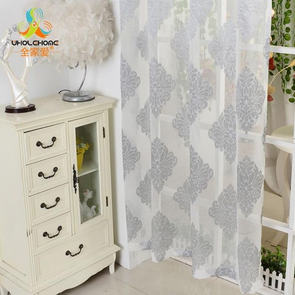 

window curtain grey luxury tulle voile fabric for curtains living room sheer curtains home decoration screening 1 pcs/lot