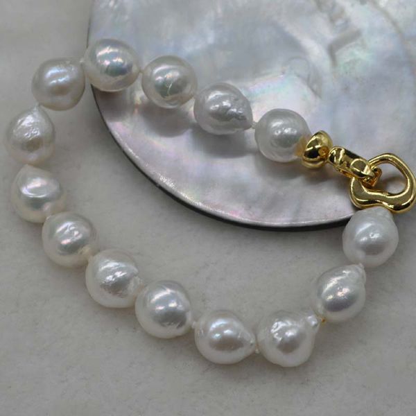 

gorgeous 10-12mm white furrow kasumi pearl bracelet, Black