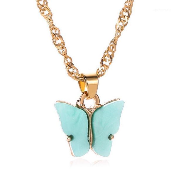 

pendant necklaces sweet butterfly necklace acrylic color beauty wild clavicle chain personality lady fashion jewelry1, Silver