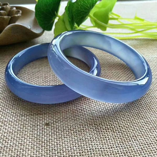 100% настоящие нефритовые браслеты Blue ChalceConony Женщины Bangle Jade Браслет Браслеты Джейд Аметист Добавить сертификат JADEITE BANGLES LJ201020