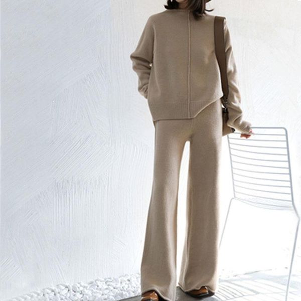 

winter tracksuit 2 piece pant suits for women knitted long sleeve two piece set and pants women suit outwear korean, Gray