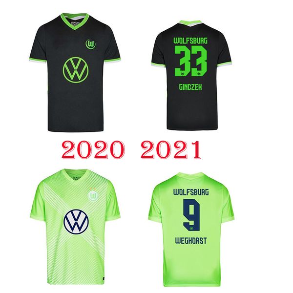 

20 21 vfl wolfsburg heimtrikot weghors soccer jerseys 2020 2021 klaus malli steffen mehmedi roussillon brooks arnold brekalo football shirts, Black