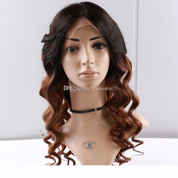 

glueless full lace ombre #1bt30 wavy lace front wigs brazilian hair ombre full lace wigs body wavy human hair wigs, Black;brown