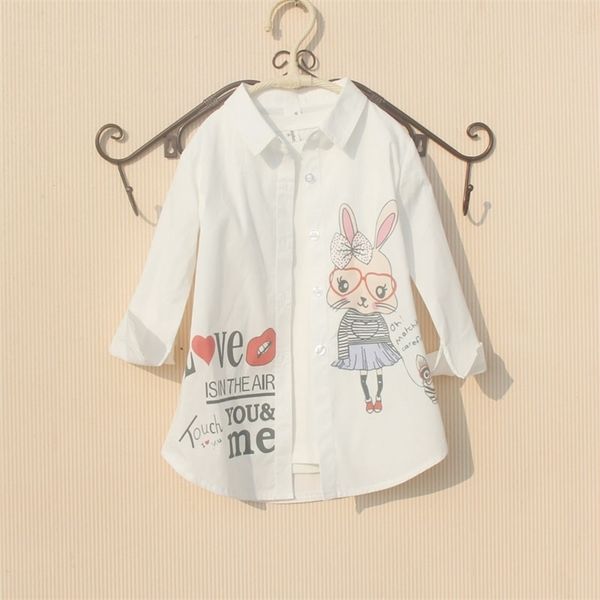 

girls blouse spring children clothes cartoon rabbit long sleeve white blouses for 8 to 12 years teenage shirt 220125, White;black