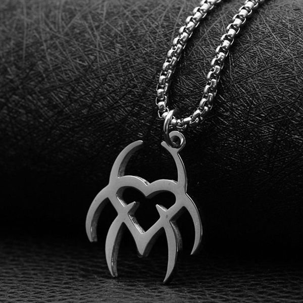 

heart pendant necklace mens stainless steel necklace hip hop pendants chains necklaces jewelry for neck gifts for male wholesale, Silver