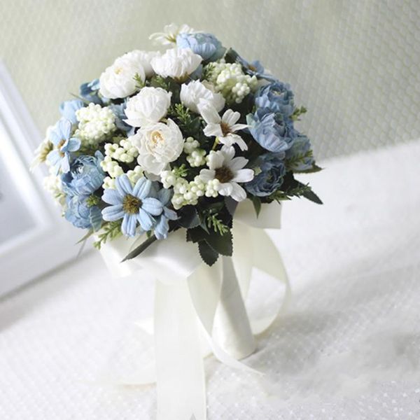 

decorative flowers & wreaths pretty 25cm daisy handmade bouquet wedding bridal satin diamond pearl beaded hand holding