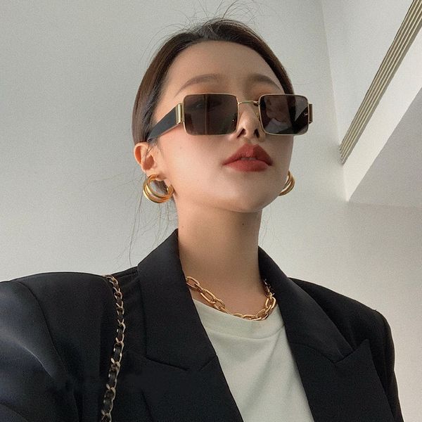 

blglasses, net, red funny female ins big face, thin tiktok, square squash sunglasses, m l, White;black