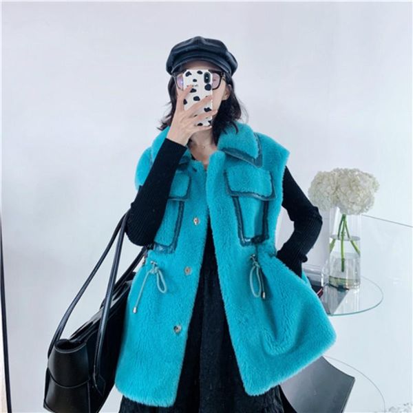 

real coat female 100% winter sheep shearing jacket women clothes 2020 korean warm wool coats and jackets fur hiver 91783, Black