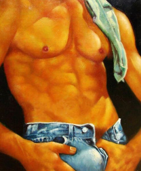 

huge gay male portrait wearing jeans home decoration handpainted & hd print oil painting on canvas wall art canvas pictures 201020