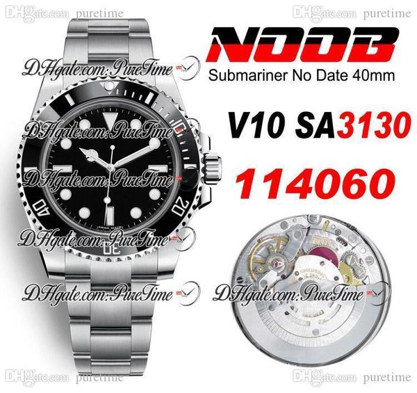 

2020 n v10 sa3130 automatic ceramics bezel black dial mens watch edition no date 904l steel case and bracelet 114060 ptrx puretime 5a1, Slivery;brown