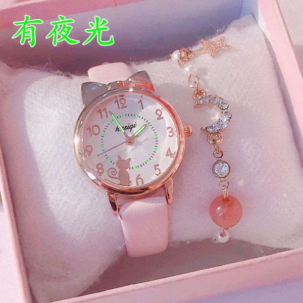 

children's watch waterproof little girl pointer fall proof boys and girls cartoon children junior high school pupils glow cute, Slivery;brown