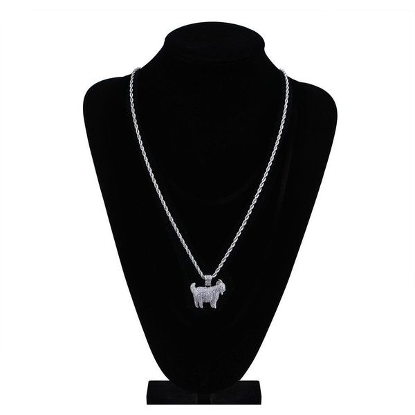 

hip hop iced out goat element pendant necklace micro paved cubic zircon animal necklace for wmtfqv hat7890, Silver