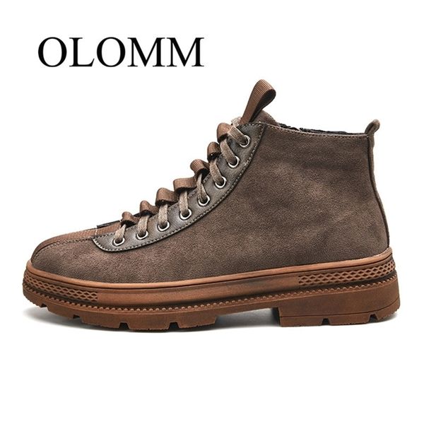 OLOMM Moda Sneakers Erkekler Çalışması Vintage El Yapımı Rahat Marka Yüksek Kaliteli Dantel-Up Eğilim Lokomotif Ayakkabı DD-119 Y200915