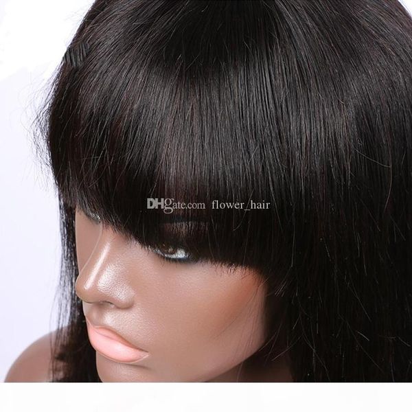 

factory price glueless lace front human hair bob wig full lace short wigs for black women short wig with bangs, Black;brown