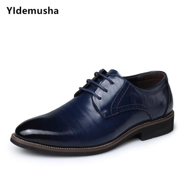 

dress shoes 2021 men formal men's casual business wedding big size pu leather lace-up male office, Black