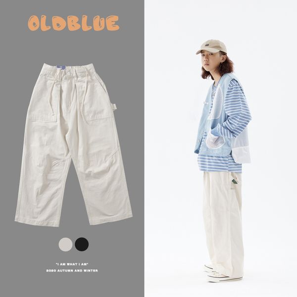 

men's wear autumn winter 2020 new painter solid overalls overallscasual pants overallscolor versatile overalls loose straight casual pa, Blue