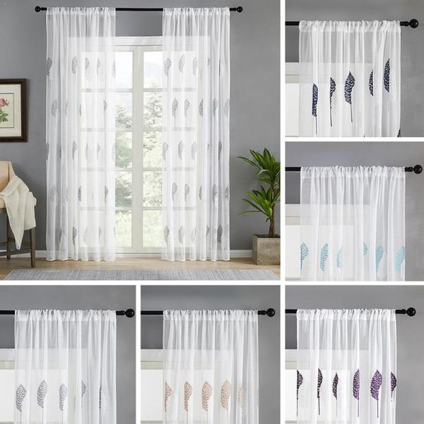 

curtain & drapes embroidery window yarn balcony bedroom white organza room fabrics for living curtains tulle voile sheer y1c4