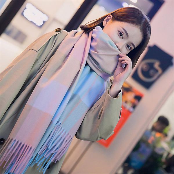 

sheep lattice scarf woman autumn / winter seasonal cashmere edition hundred towers super large capes, Blue;gray