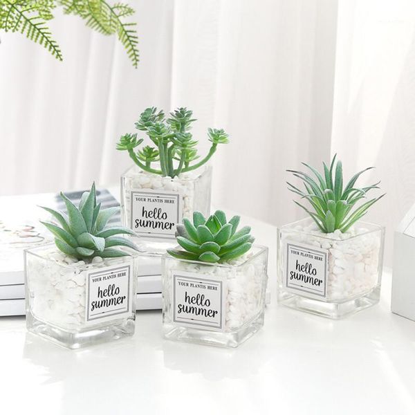 

decorative flowers & wreaths artificial plant succulent potted simulation mini bonsai home fake flower green deskdecoration 0481