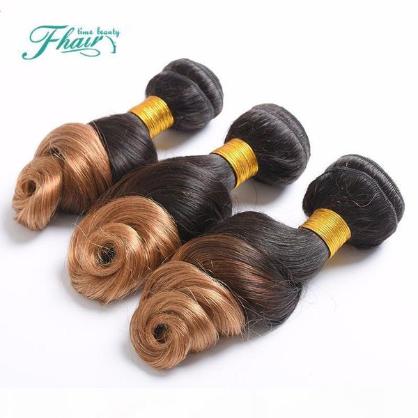 

ombre hair weave 100% unprocessed 7a indian loose wave hair extensions 3pcs lot ombre hair wefts dhl, Black