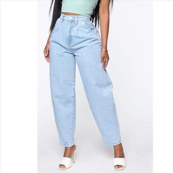 

женщины streetwear pocket mom jeans high taift zip свободные слушанные джинсы карманы пакеты парень брюки повседневные дамы джинсовые брюки, Blue