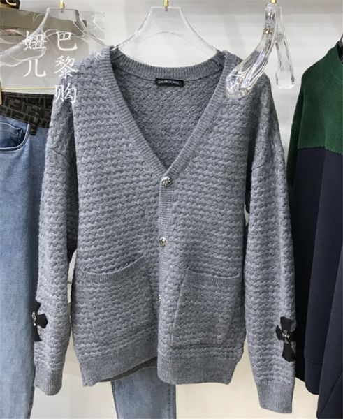 

new leather cross wool knitwear men's cardigan jacket, Black;gray