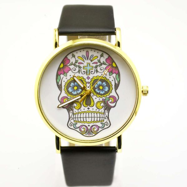 

new 407 plain men's leisure personality skull scalp belt watchbgt