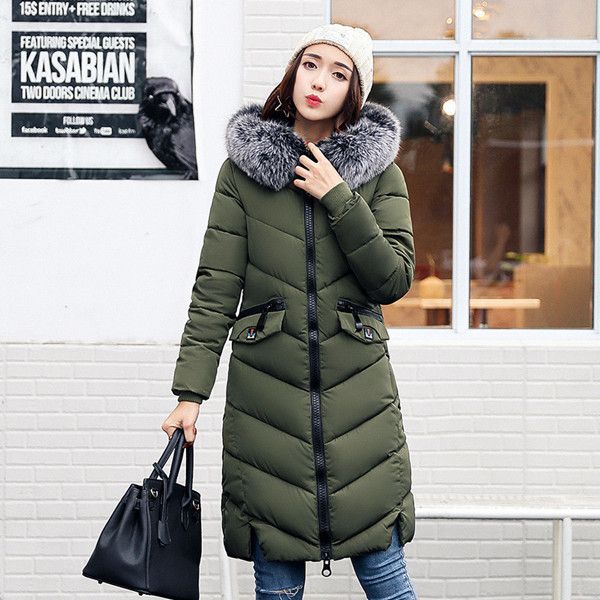 

2021 new parkas invierno thick winter coat with hood women's leather collar plus size parka mujer wxf126 y5je, Black