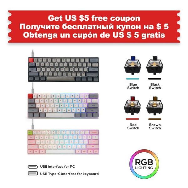 

sk61 gk61 mechanical keyboard pbt keycap usb wired rgb backlit gaming for pc desklapgamer teclado macro program dropship1