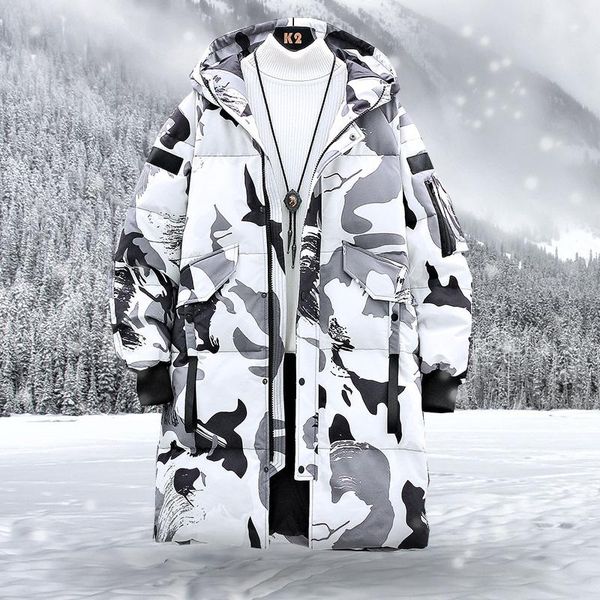

warm winter down coat men windbreak big pocket breathable windproof coats male camouflage hooded parkas men's jackets, Black