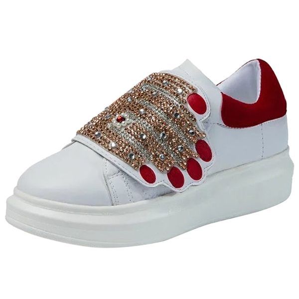 

sagace fashion sports shoes women stitching rhinestone casual shoes flat women's sneakers women white shoes female crystal y200424, Black
