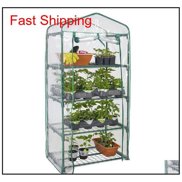 

4 tier mini green house 4 shelves green house portable mini outdoor green house 27" x 18" x 63" wm2ui