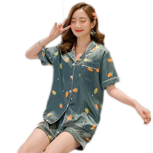 

summer pajamas women's imitation silk short sleeve shorts cardigan ice silk thin loose simple home wear set1, Black;brown