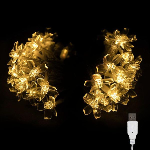 

ого 20leds cherry blossom цветок шнур сид свет гирлянда крытой открытая свадьба домашнего украшение батарея usb powered wmtwlr