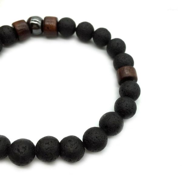 

link, chain men women 8mm natural stone beads bracelet elastic bracelets jewelry gifts xrq881, Black