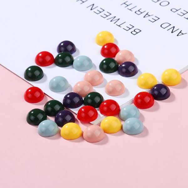 

10шт лот pure color смола semi ювелирные изделия круглый loose бусы ручной работы для diy производства шпилька волос материал упаковки аксес, Black