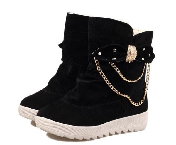 

new fashion high-heeled elegant warm boots shose cancise pumps winter soft and comfortable wedges women boots shoes, Black