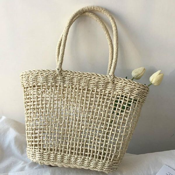 

women summer beach hawaii holiday straw handbag rattan woven wicker basket tote
