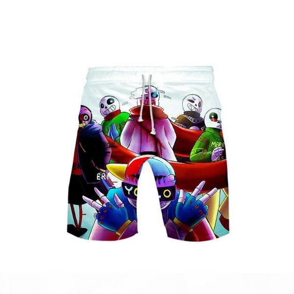 

undertale role-playing drama games men's shorts trunks summer fashion quick dry beach shorts hip hop short pants beach wear, White;black