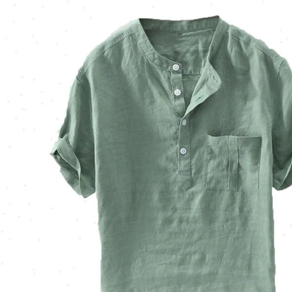 

jaycosin mens summer new pure cotton hemp button short sleeves fashion large blouse shirt collar man short sleeve july 26, White;black