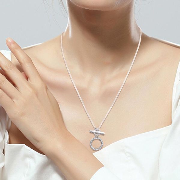 

double hoop t-bar necklace 925 sterling silver jewelry necklaces for women gift 2020 autumn new n122