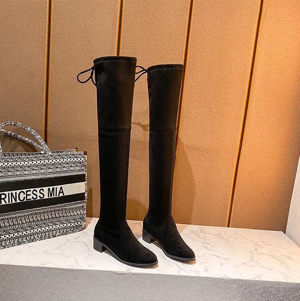 

over the knee women boots winter snow booties suede black grey beige brown stretch womens boot keep warm size 34-40